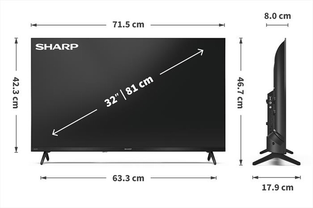 Immagine del prodotto SHARP - Smart TV LED HD READY 32" 32HF3765E-Nero