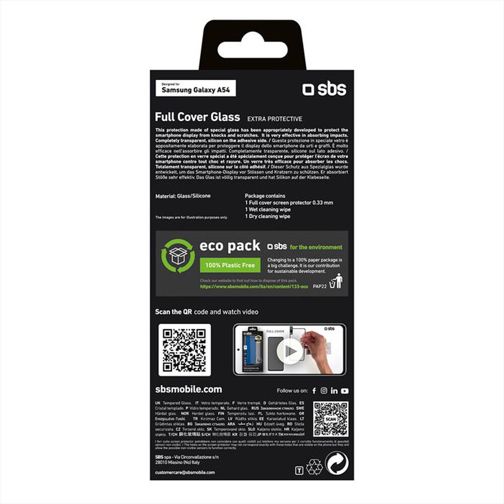 "SBS - Screen protector TESCRFCSAA54 per Samsung A54-Nero"