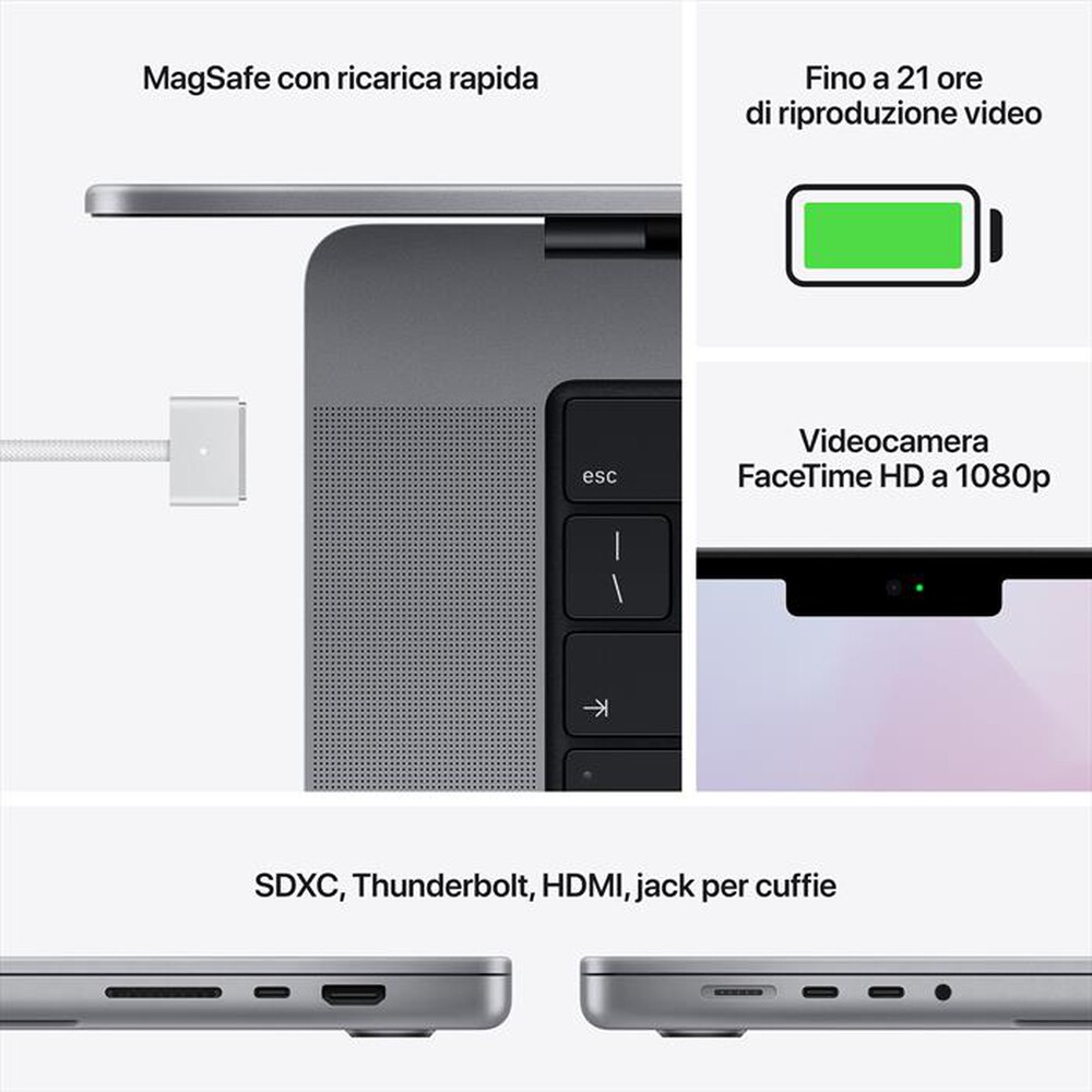 "APPLE - MacBook Pro 16\" M1 Pro 10-core 16-core 1TB SSD - Grigio Siderale"