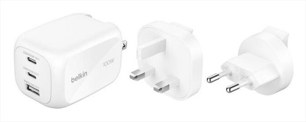 Immagine del prodotto BELKIN - CARICABATTERIA DA PARETE GAN A 3 PORTE DA 100 W-Bianco