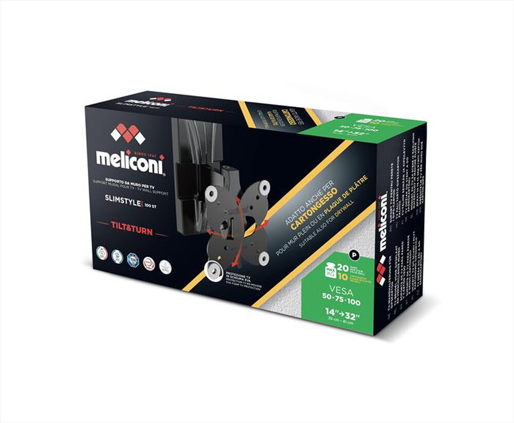 "MELICONI - Supporto TV SLIMSTYLE PLUS 100 ST CG 20 Kg-Nero"