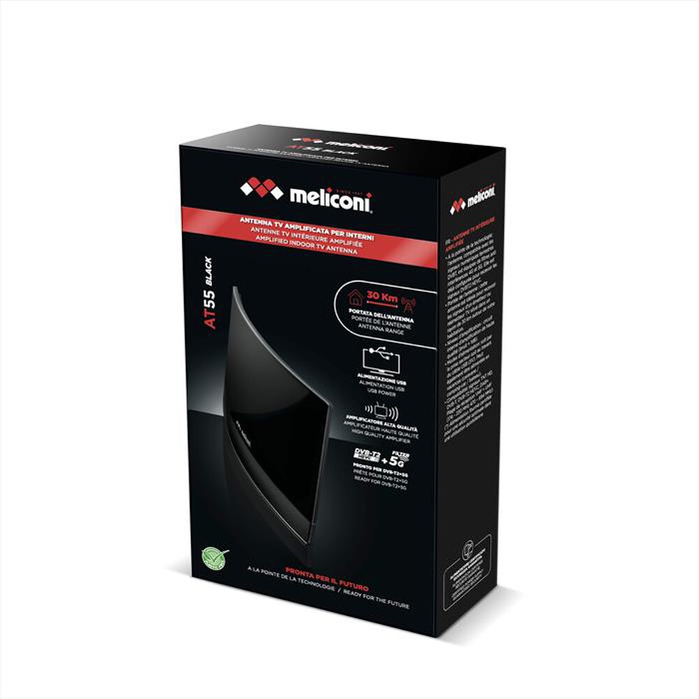 "MELICONI - Antenna TV da interni AT 55 R1 USB-Nero lucido"
