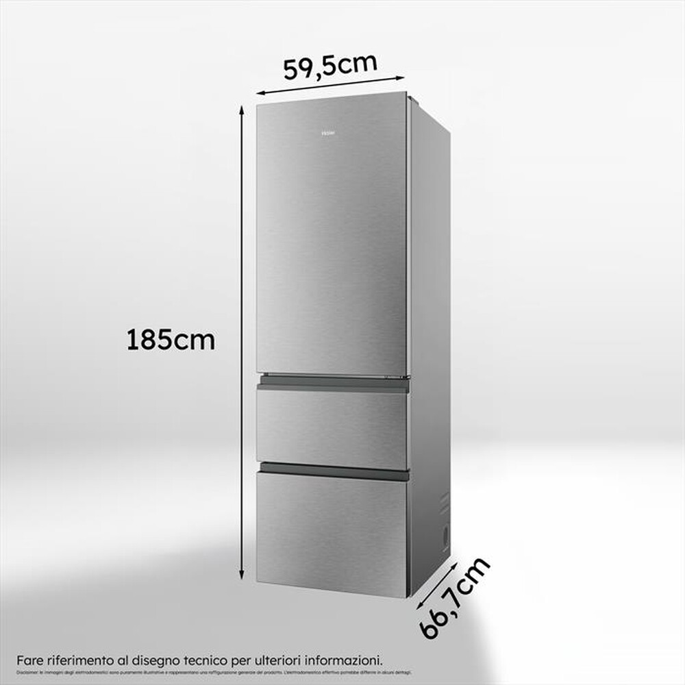 Immagine del prodotto HAIER - Frigorifero combinato HTR3618CNMG Classe C 360 lt-Argento