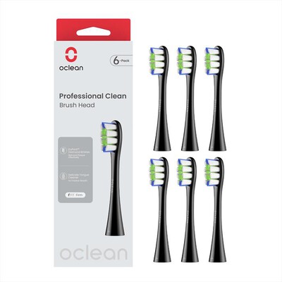 OCLEAN - Testine Ricambio Spazzolini PROFESSIONAL CLEAN 6PZ-Black