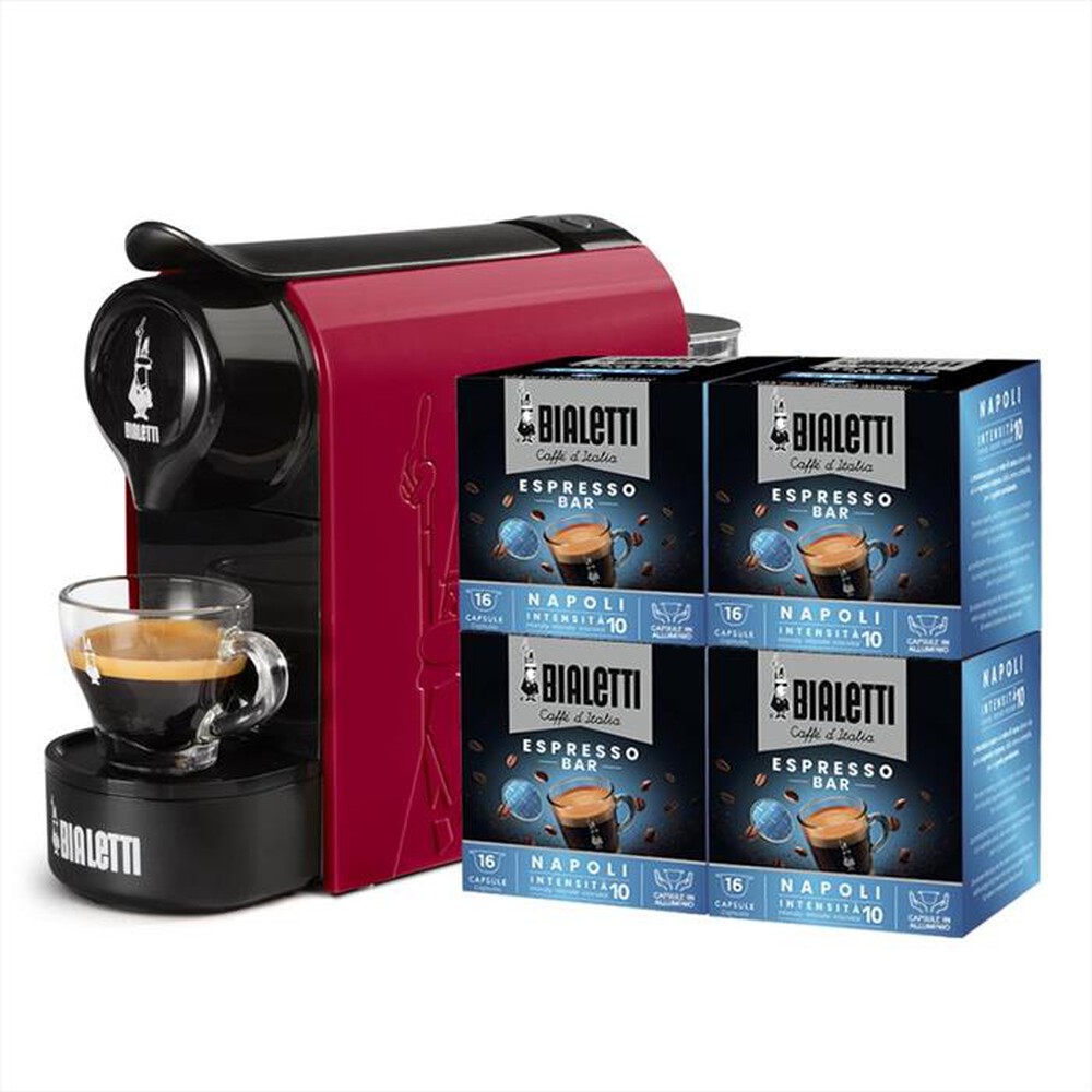 "BIALETTI - Macchina da caffè espresso BUNDLE GIOIA + 64 CAPS-rosso"