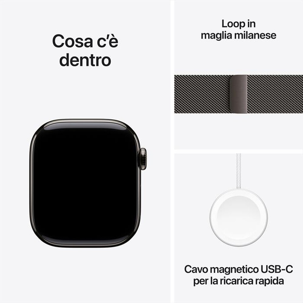 Immagine del prodotto APPLE - Watch Series 10 GPS + Cellular 42mm Titanio-Ardesia Loop Milanese Ardesia
