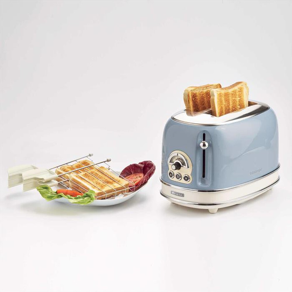 "ARIETE - 155 Tostapane 2 Fette con Pinze Vintage-celeste"