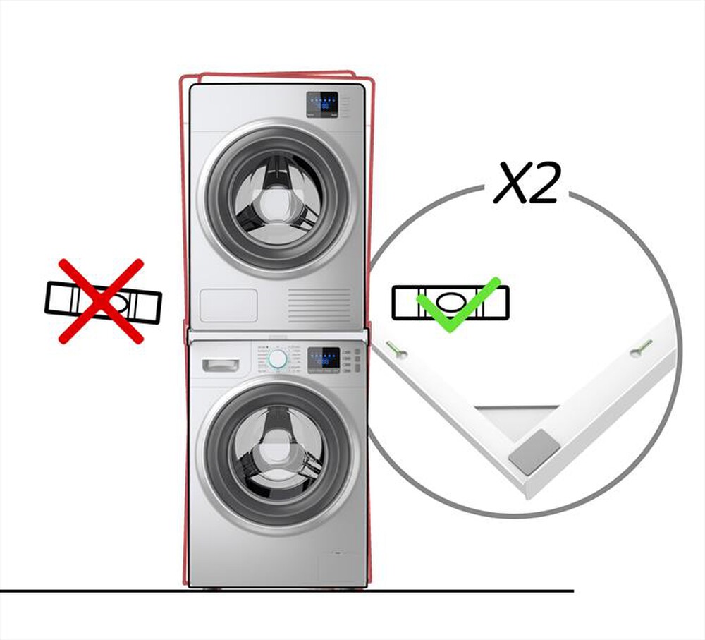 "MELICONI - Kit lavatrice-asciugatrice TORRE UP-Tecnopolimero bianco"