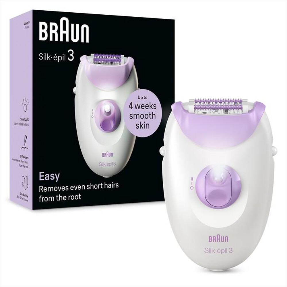 "BRAUN - Epilatore SILK-ÉPIL 3 3-000-BIANCO/VIOLA"