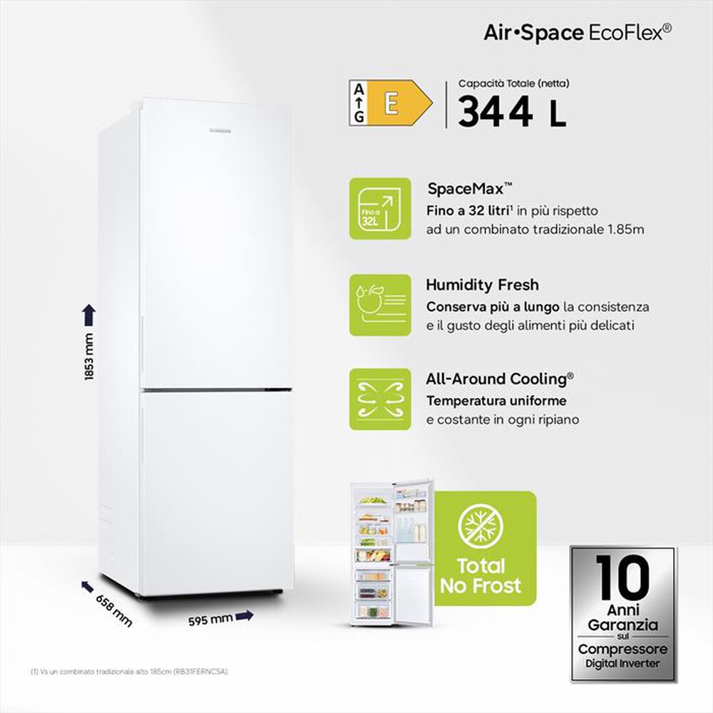 Immagine del prodotto SAMSUNG - Frigorifero combinato RB33B610EWW/EF Classe E 344l-WHITE