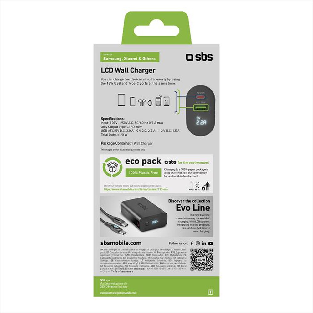 "SBS - Travel charger TETREV20PDW-Nero"