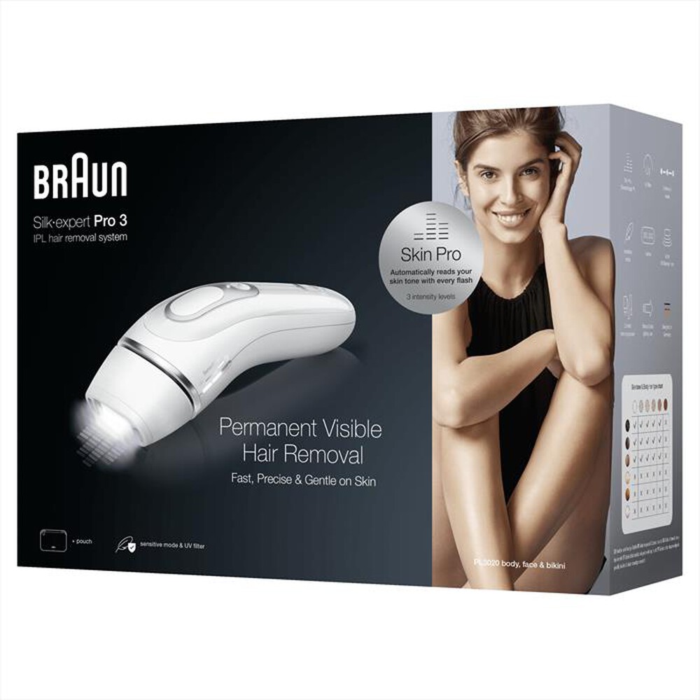 Immagine del prodotto BRAUN - Epilatore a luce pulsate SILK EXPERT PRO 3 PL3020-BIANCO/ARGENTO
