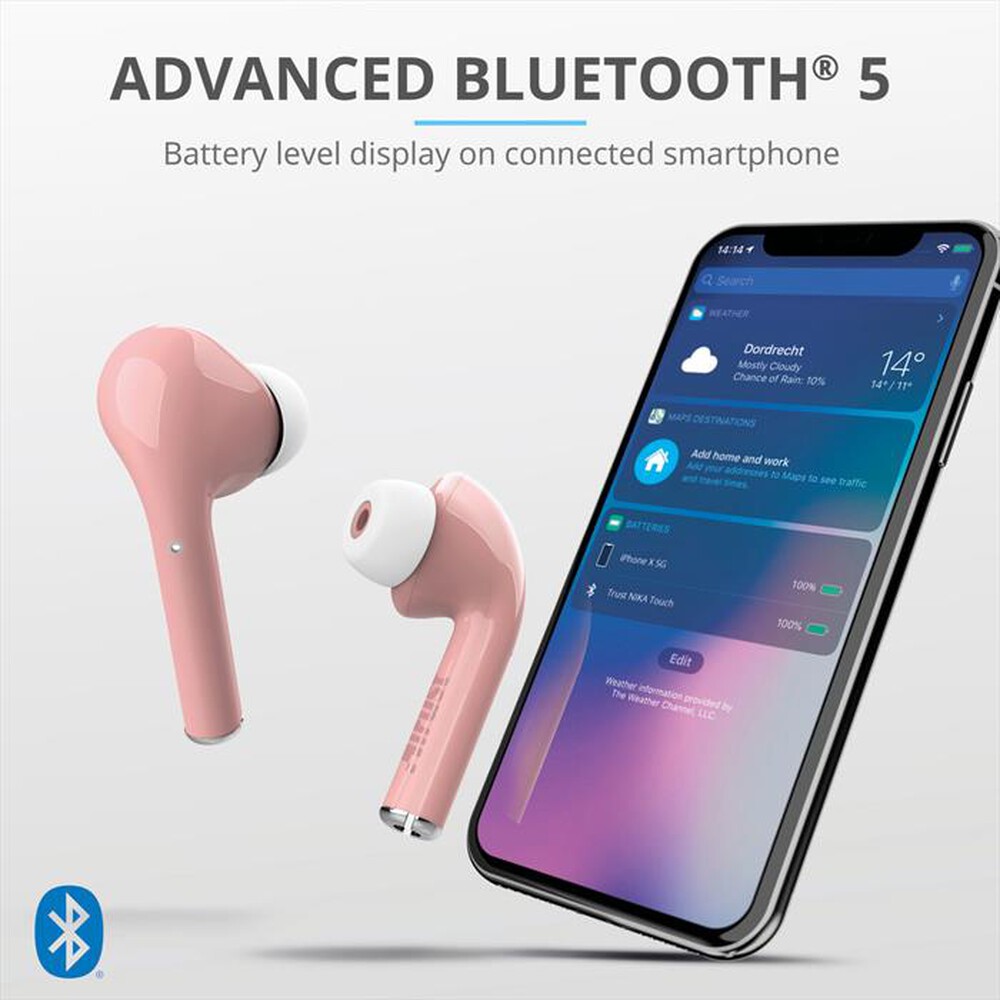 "TRUST - NIKA TOUCH BLUETOOTH EARPHONE PINK-Pink"