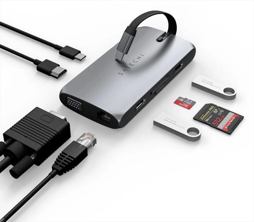 "SATECHI - ADATTATORE USB-C MULTIPORT ON-THE-GO-grigio"