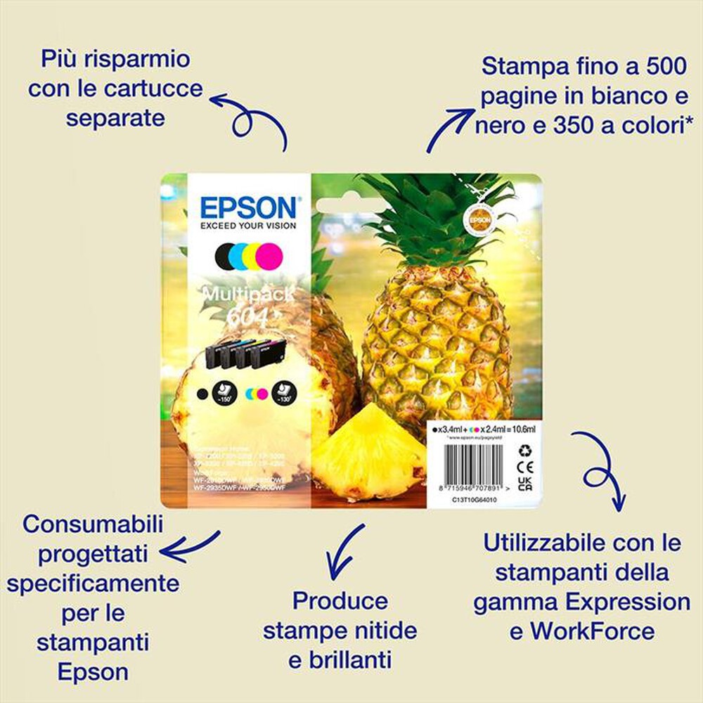 Immagine del prodotto EPSON - Cartuccia INK SERIE ANANAS CIANO 604 XL-Ciano