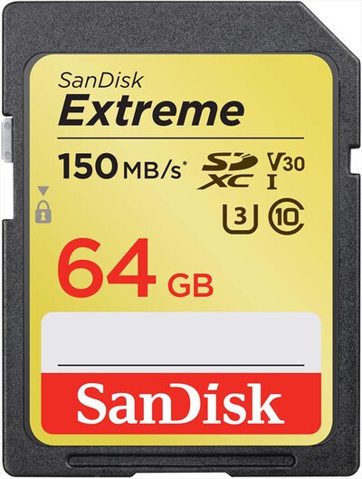 SANDISK - SDXC EXTREME 64GB FINO A 150MB/S V30 U3 CLASSE 10