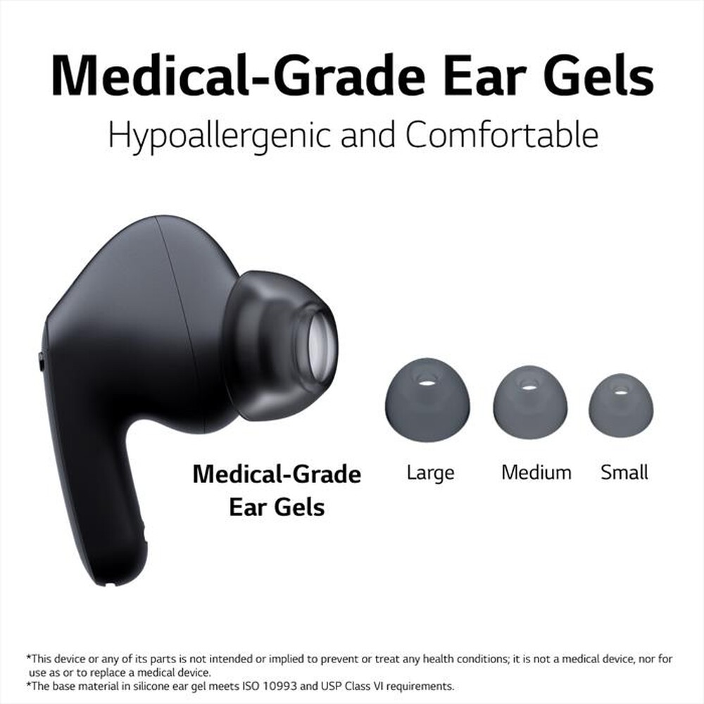 "LG - TONE FREE FP9 - CUFFIE TRUE WIRELESS BLUETOOTH-Nero - Charcoal Black"