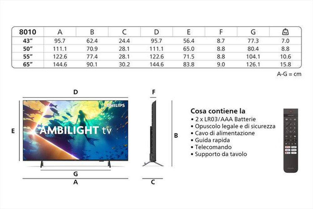 Immagine del prodotto PHILIPS - Smart TV Ambilight LED 4K 65" 65PUS8010-Black