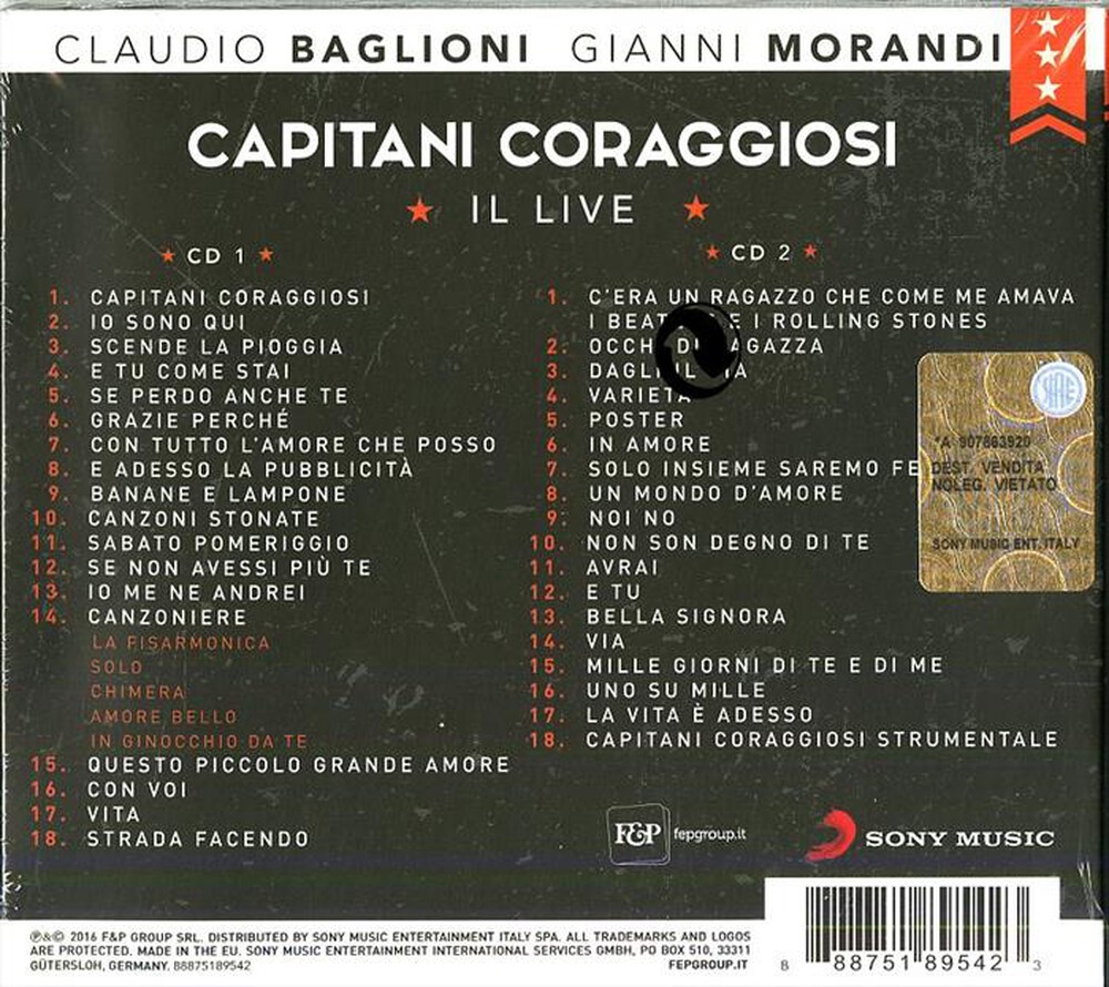 Immagine del prodotto SONY MUSIC - Baglioni, Morandi-Capitani coraggiosi Live 2CD