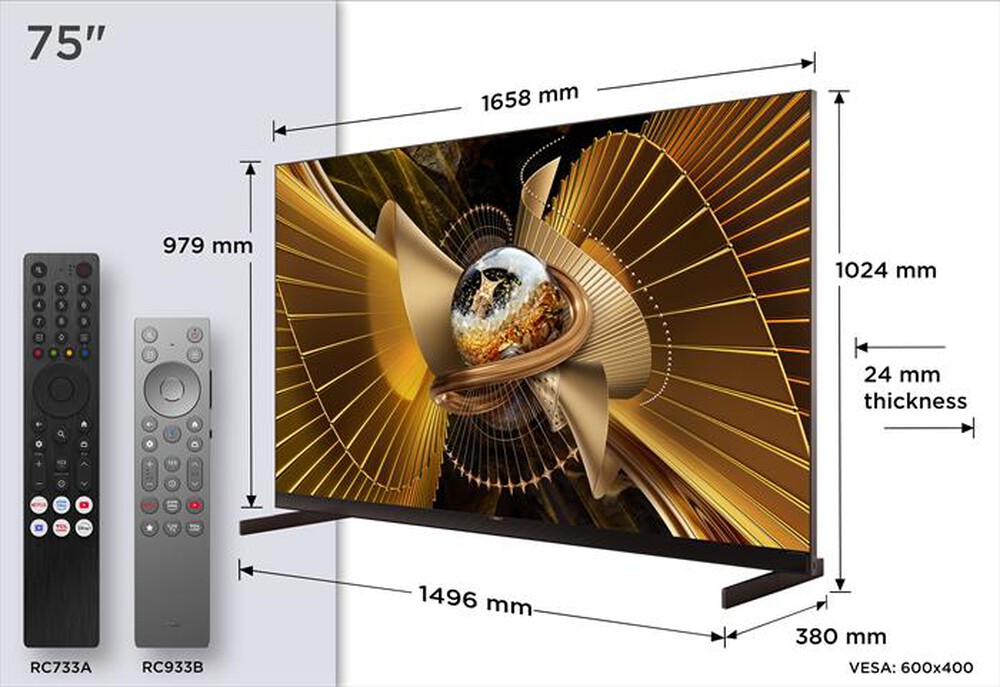 Immagine del prodotto TCL - Smart TV Mini LED 4K 75" 75X11L-Nero, Metallico