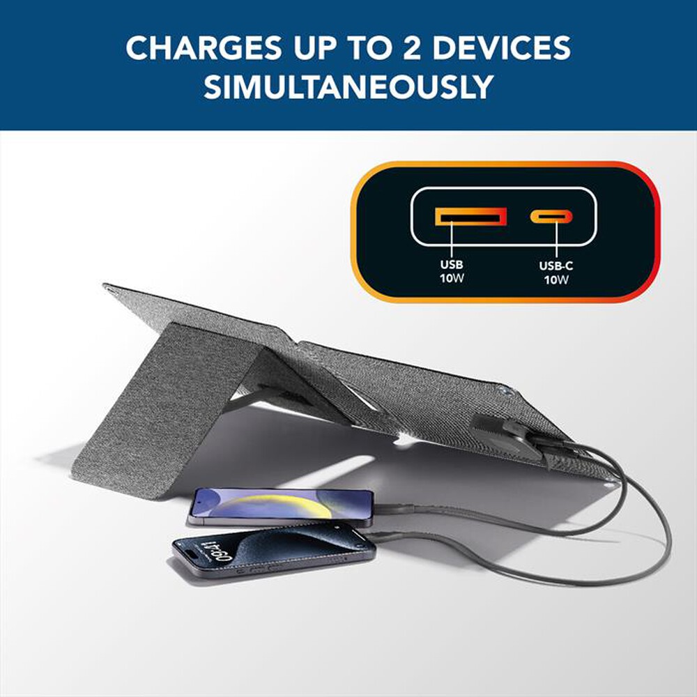 Immagine del prodotto CELLULARLINE - Caricabatterie portatile SOLAR ACHSOLAR2USB10WD-Nero