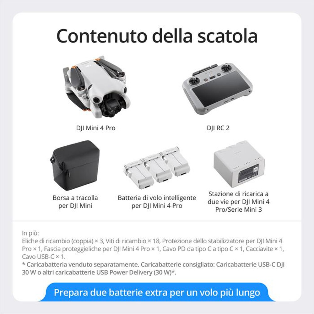 "DJI - MINI 4 PRO FLY MORE COMBO CON RC 2-Grigio"