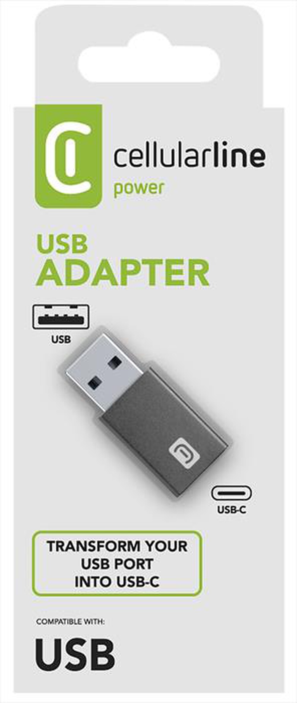 Immagine del prodotto CELLULARLINE - USBCADAPTERTOUSBK Adattatore da USB-C a USB-Nero