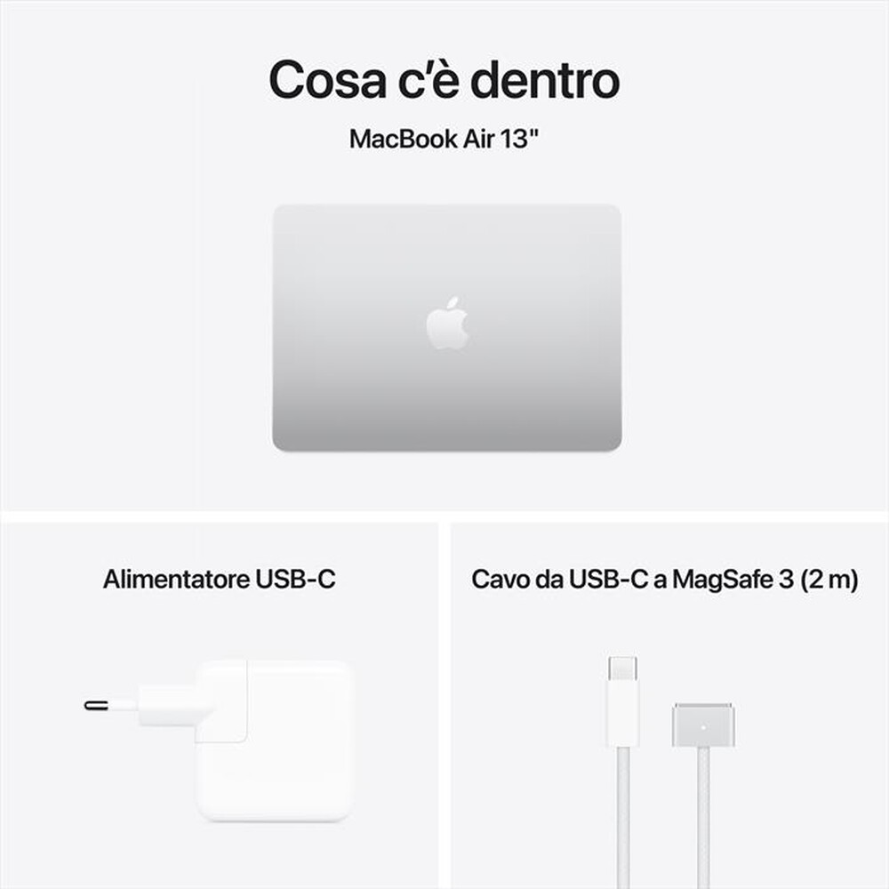 "APPLE - MacBook Air 13'' M4 10 CPU 8 GPU 16GB 256GB SSD-Argento"