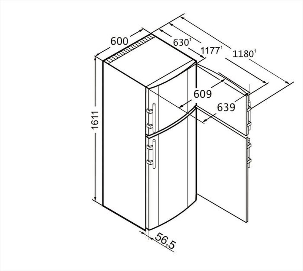 "LIEBHERR - Frigorifero 2 porte CTPESF 3016-23 Classe F 286lt-Acciaio"
