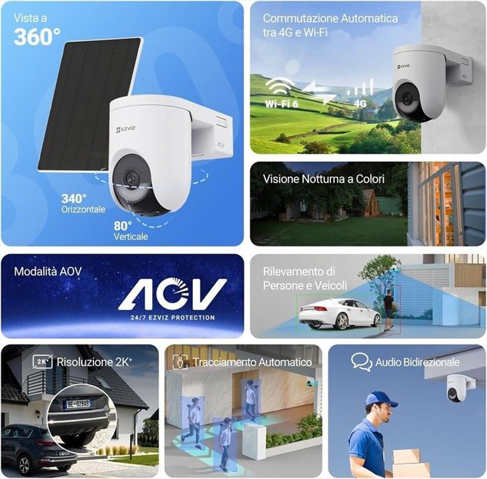 Immagine del prodotto EZVIZ - Telecamera smart HB8 LITE WI-FI 4G + SOLAR-bianco / nero