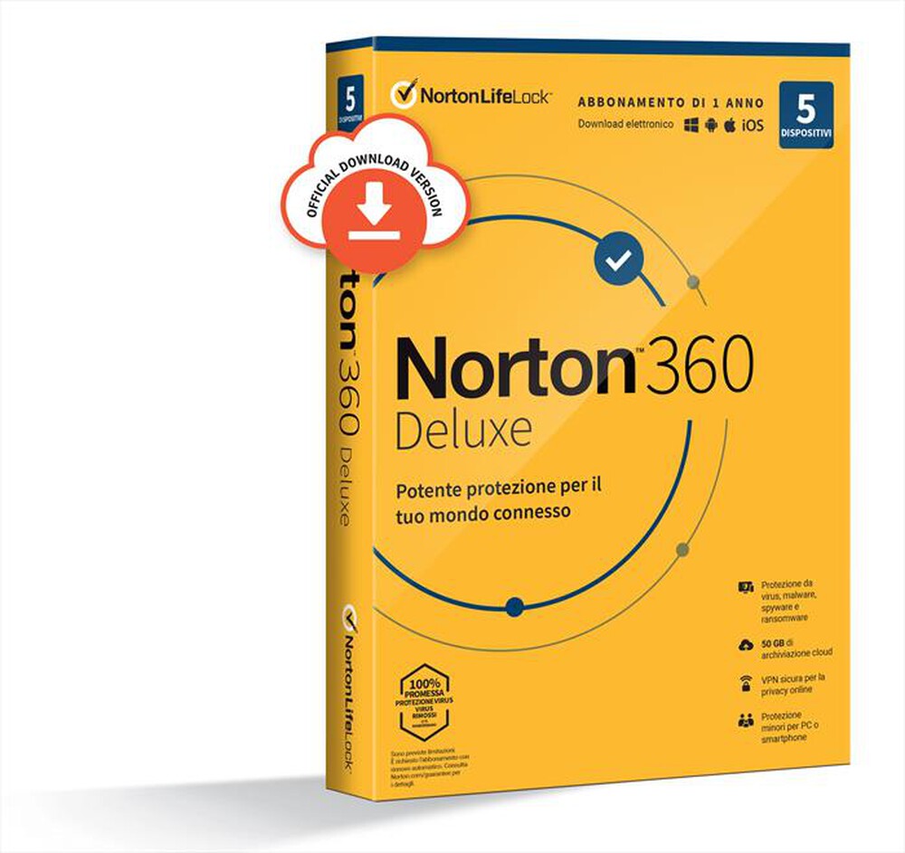 "NORTON - Norton 360 Deluxe 2021 Antivirus 5 Dispositivi"