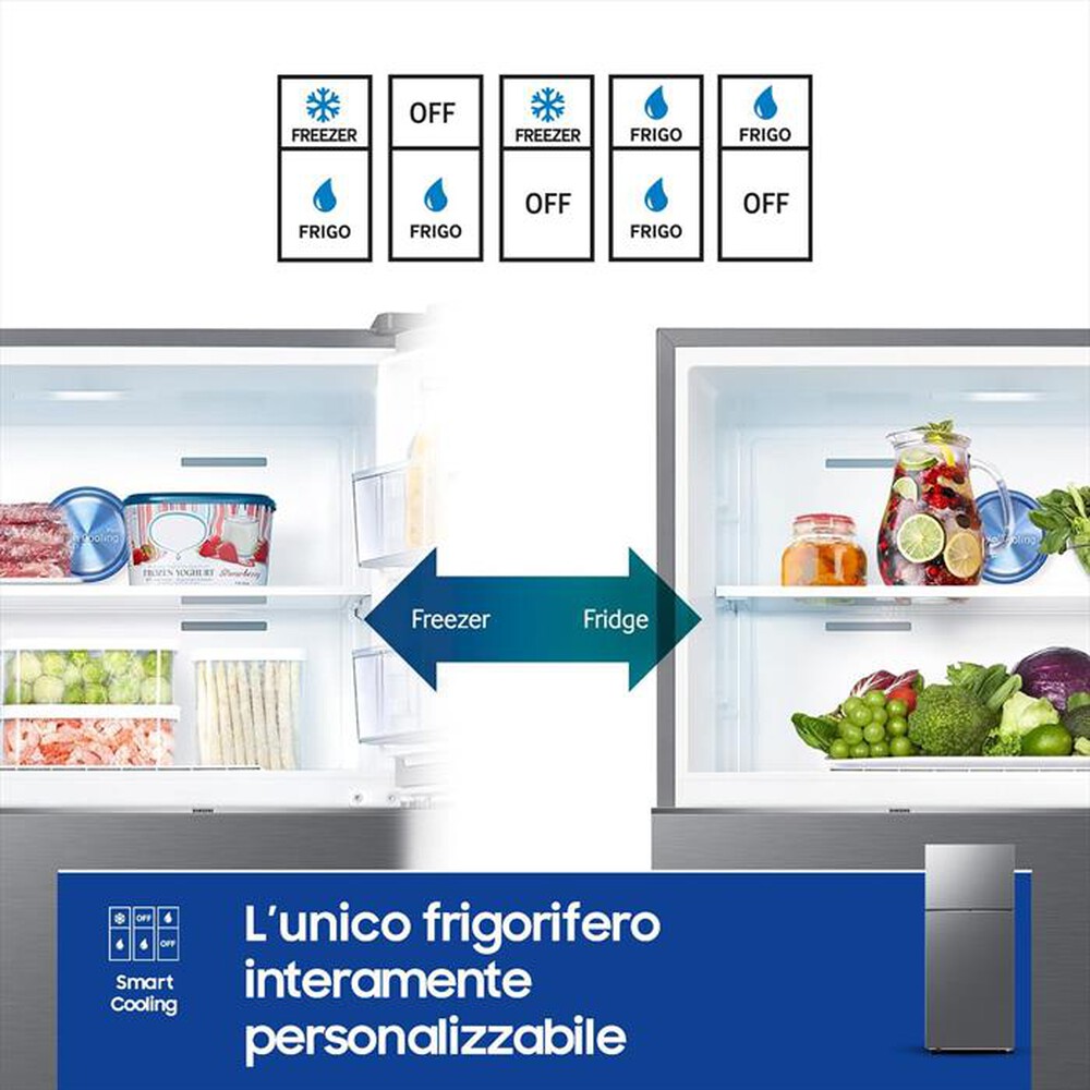 "SAMSUNG - Frigorifero 2 porte RT53DG7A14S9EF Classe E 530 lt-Metal Inox"