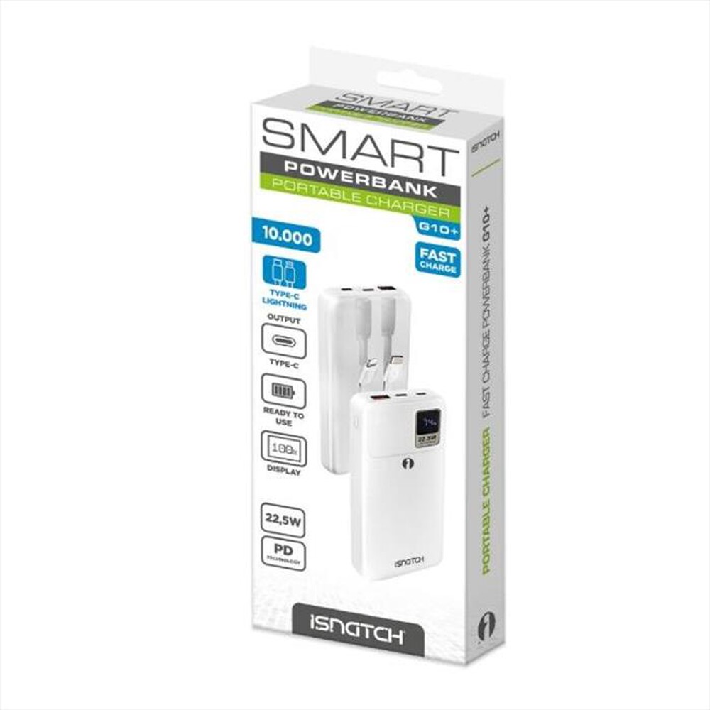 "ISNATCH - G10+ - POWER BANK 10000MAH PD 22.5W-Bianco"