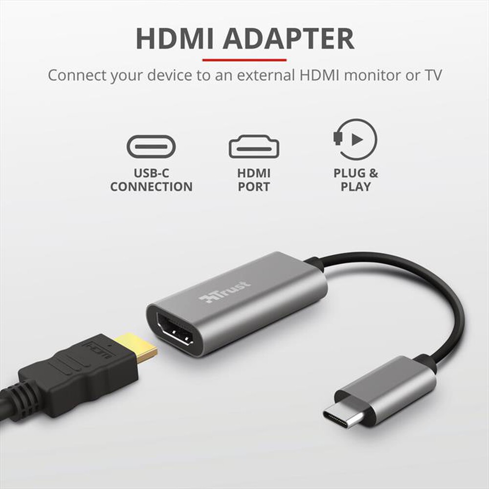 "TRUST - DALYX USB-C HDMI ADAPTER-Grey/Black"