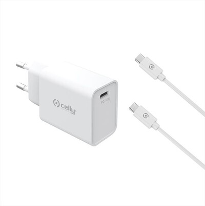 CELLY - TC1C18WTYPECWH - TC 1 USB-C 18W + TYPE-C CABLE-Bianco