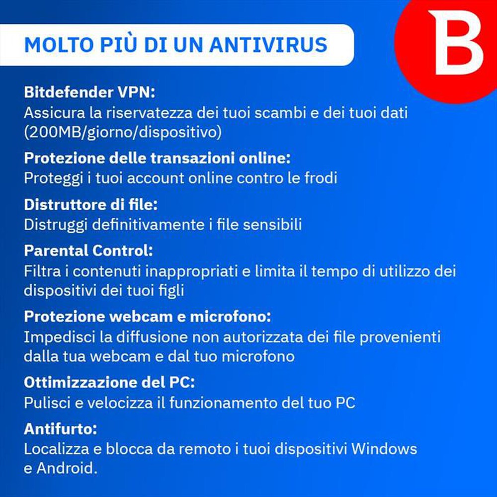 "BITDEFENDER - Antivirus Plus 2 Anni - 3 PC"