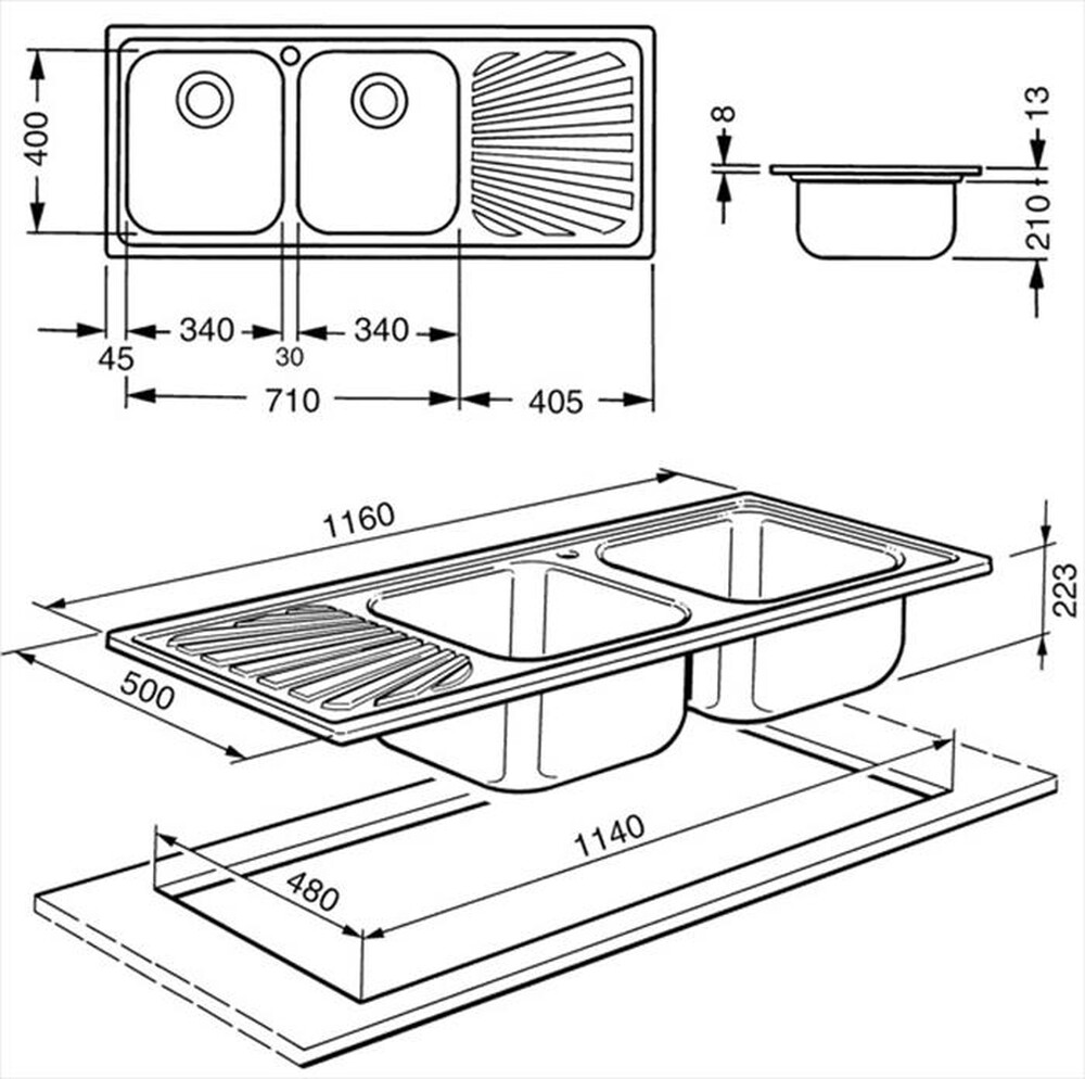 Immagine del prodotto SMEG - Lavello lineare SP116S 2 vasche-Acciaio inox satinato