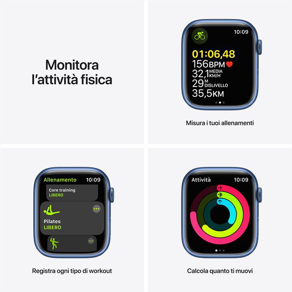 Immagine del prodotto APPLE - Watch Series 7 GPS 45mm Alluminio-Cinturino Sport Azzurro