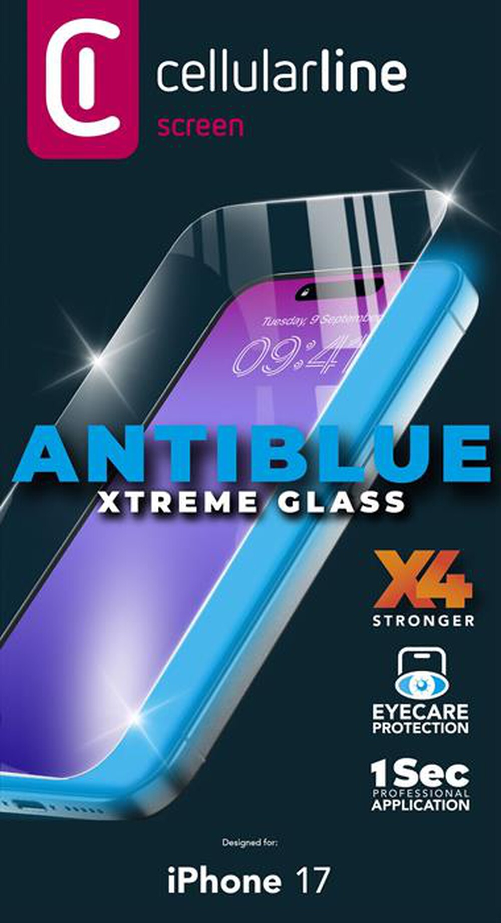 Immagine del prodotto CELLULARLINE - ANTIBLUE XTREME GLASS per iPhone 17-Trasparente