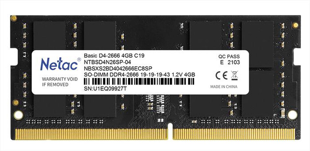 "NETAC - BASIC SO DDR4-2666 4G C19 SO-DIMM 260-PIN-NERO"