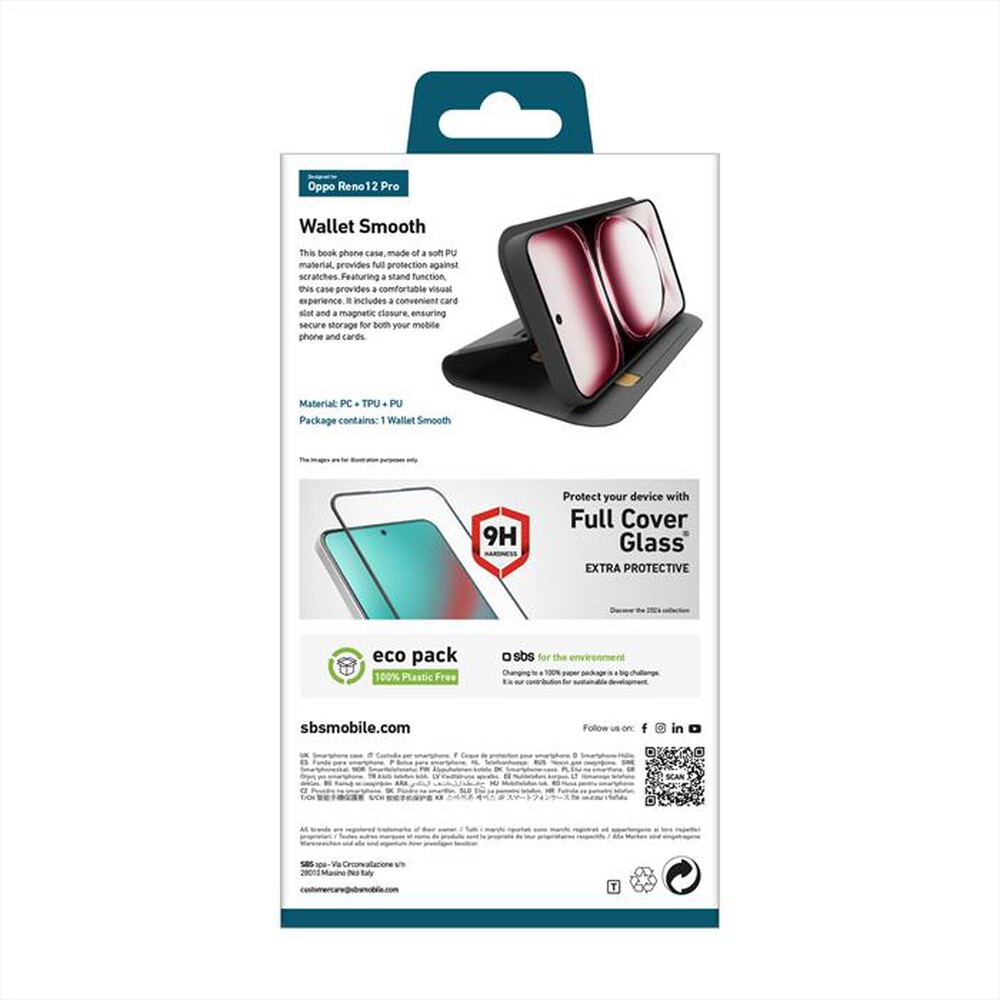 "SBS - Wallet smooth TEWALOPR12PK Oppo Reno12 Pro-Nero"