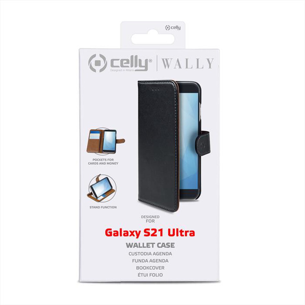 "CELLY - WALLY994 - CUSTODIA PER GALAXY S21 ULTRA 5G-NERO/SIMILPELLE"
