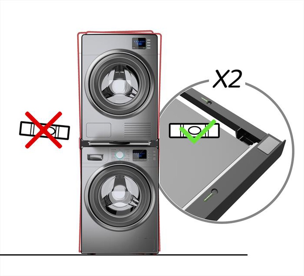"MELICONI - Kit di sovrapposizione lavatrice TORRE DARK-Tecnopolimero Nero e legno gri"