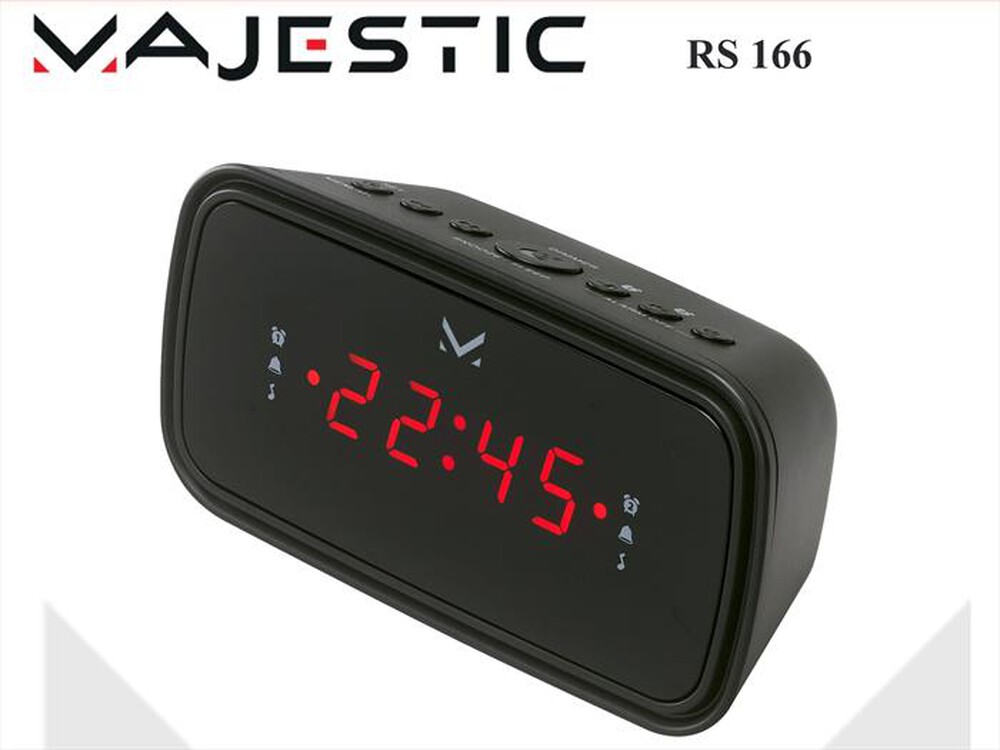 "MAJESTIC - Radio sveglia digitale con doppio allarme RS 166-NERO"