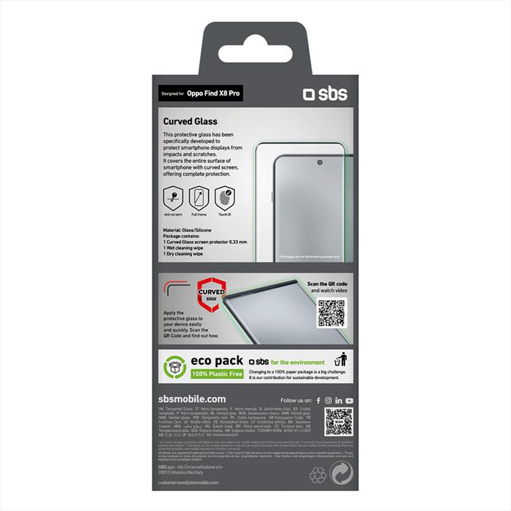 Immagine del prodotto SBS - Pellicola TESCR4DOPFX8P per Oppo Find X8 Pro-Nero