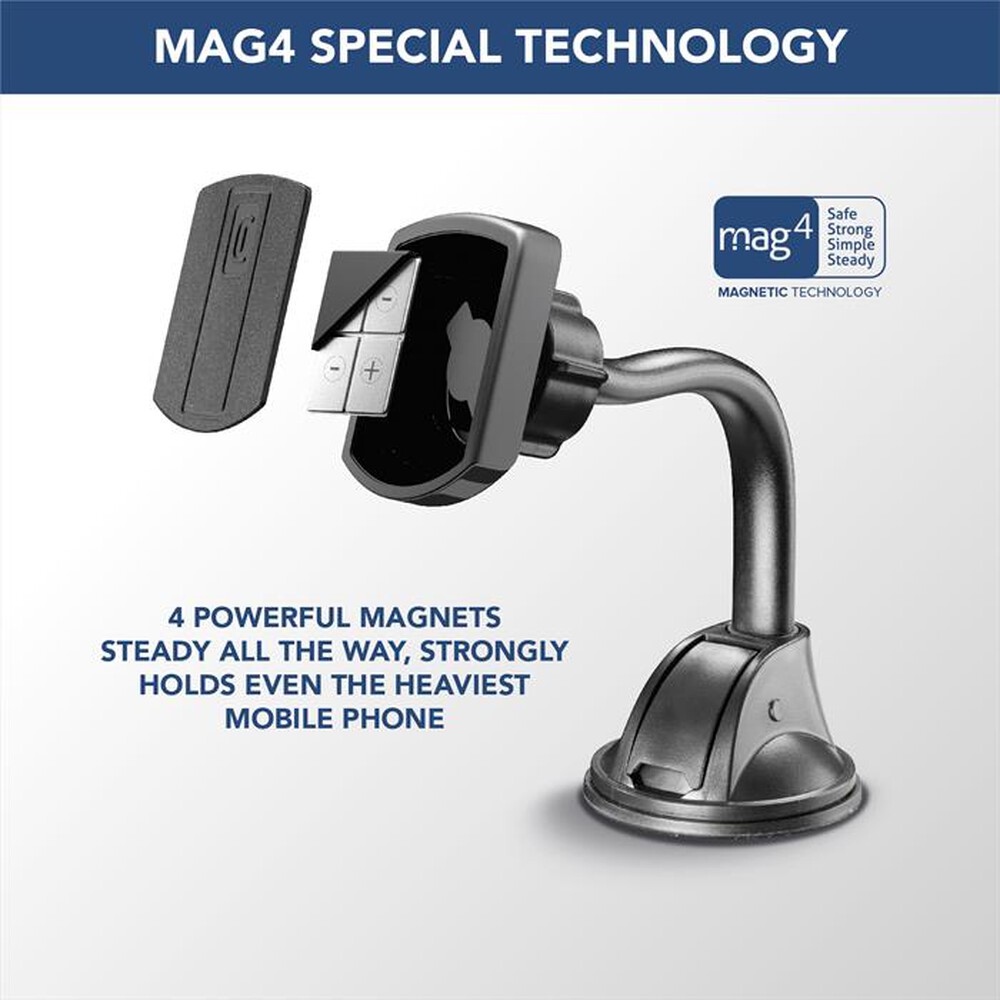 Immagine del prodotto CELLULARLINE - MAG4PILOTFORCE Supporto Auto Mag4 Ventosa Univ-Nero