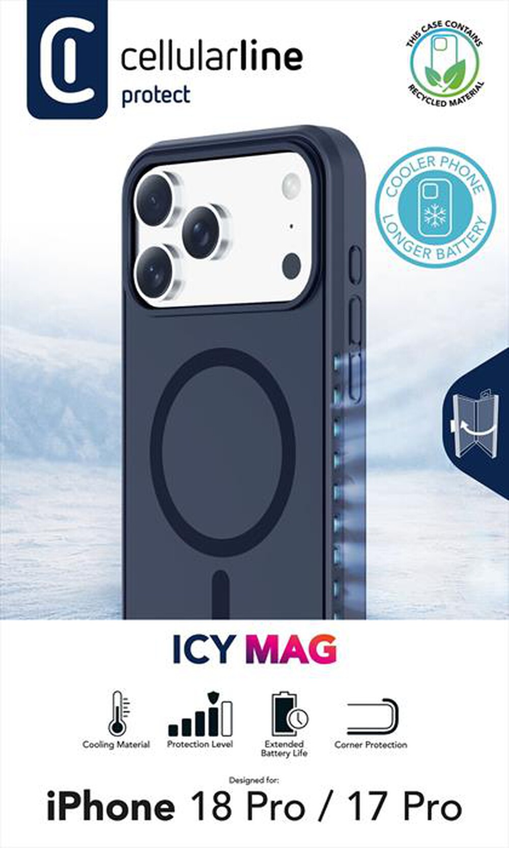 Immagine del prodotto CELLULARLINE - Cover ICY MAG per iPhone 18 Pro-Blu