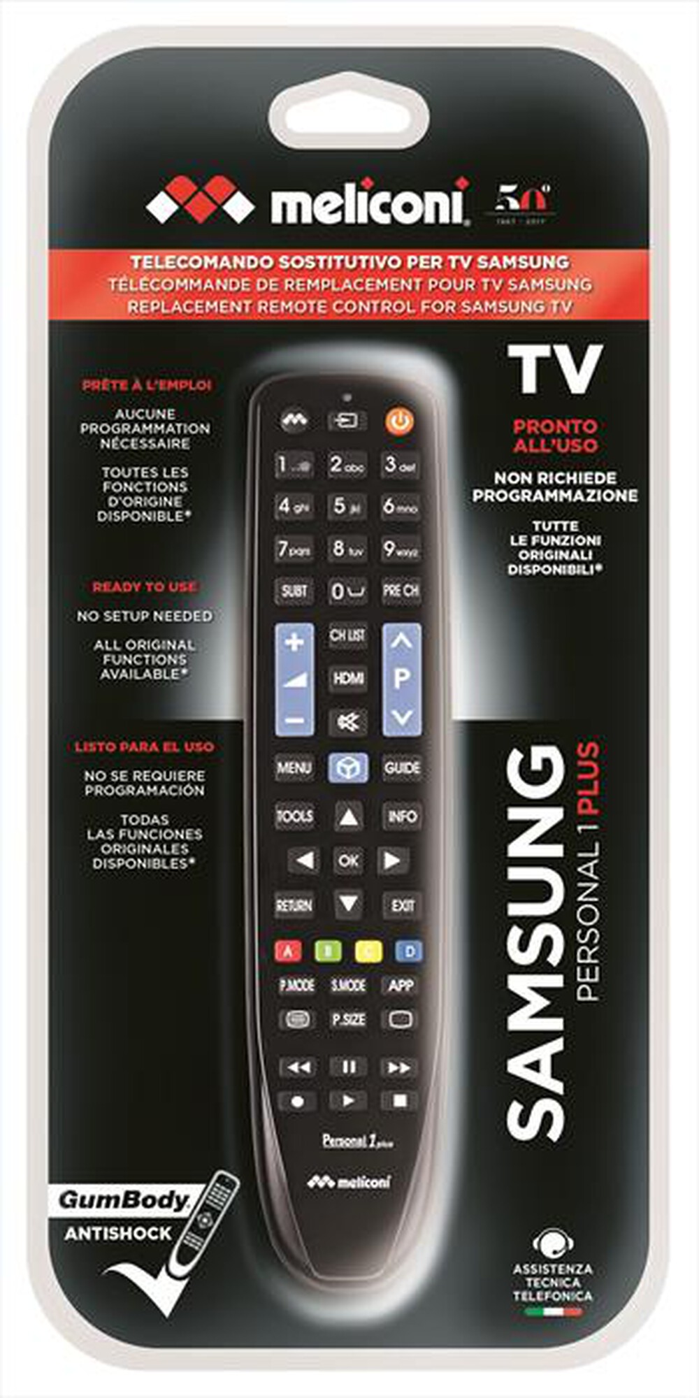 "MELICONI - Telecomando di ricambio per TV Gumbody Personal 1-Nero"