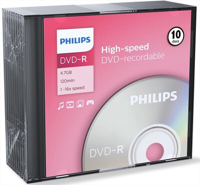 PHILIPS - DVD-R 4,7GB 16X-ARGENTO