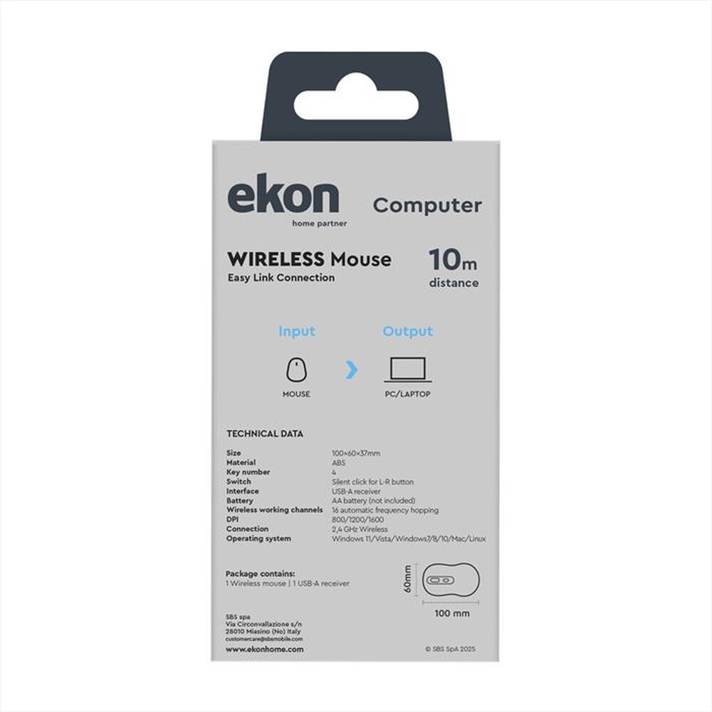 Immagine del prodotto SBS - Mouse wireless ECITMOUSEBTK-Nero